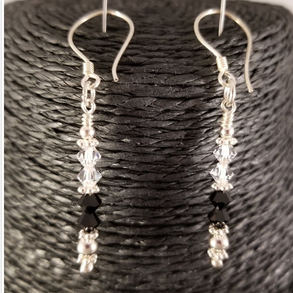 Black and Clear Swarovski and Sterling Silver Set - Picture 3 of 8